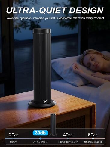 Waterless Scent Diffuser for Large Room up to 1500 Sq Ft - Cold Air Essential Oil Diffuser with App Timer & ≤25dB Quiet, for Home Bedroom Office Hotel Spa, Black (Oils Not Included) in Saudi Arabia