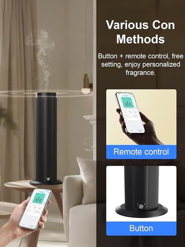 Waterless Scent Diffuser for Large Room up to 1500 Sq Ft - Cold Air Essential Oil Diffuser with App Timer & ≤25dB Quiet, for Home Bedroom Office Hotel Spa, Black (Oils Not Included) in Saudi Arabia