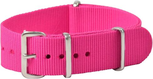 FANMIS 20mm Nylon Solid Neon Pink Interchangeable Replacement Watch Band Strap in Kuwait