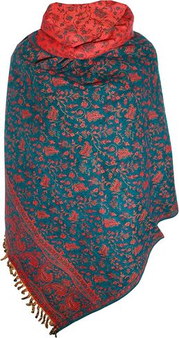 TEAL ORANGE FLORAL BLANKET SCARF LUXURY PREMIUM QUALITY HANDMADE FASHION SCAR MADE OF YAK WOOL Shawl Blanket stole unisex Travel Wrap Meditation Soft gift for her in Saudi Arabia
