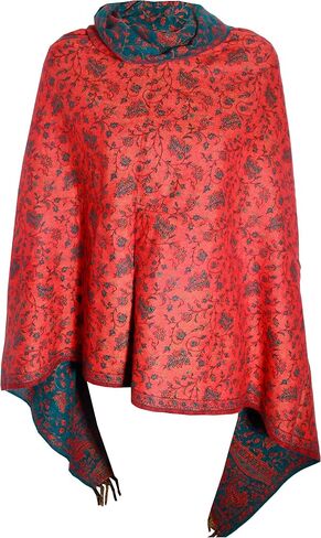 TEAL ORANGE FLORAL BLANKET SCARF LUXURY PREMIUM QUALITY HANDMADE FASHION SCAR MADE OF YAK WOOL Shawl Blanket stole unisex Travel Wrap Meditation Soft gift for her in Saudi Arabia