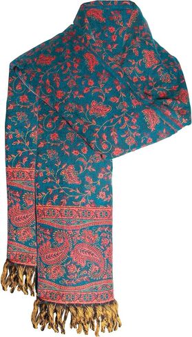 TEAL ORANGE FLORAL BLANKET SCARF LUXURY PREMIUM QUALITY HANDMADE FASHION SCAR MADE OF YAK WOOL Shawl Blanket stole unisex Travel Wrap Meditation Soft gift for her in Saudi Arabia
