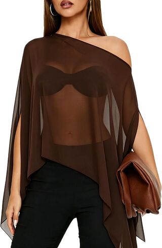 Women Chiffon Cape Shawl Sheer Poncho Top Cover Up Shrugs Shawl Evening Dresses Wedding Party Shawl Tops in Kuwait