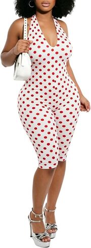 Women's Sexy Sleeveless Jumpsuits V Neck Backless Bodycon Capri Halter Rompers One Piece Outfits Clubwear in Saudi Arabia