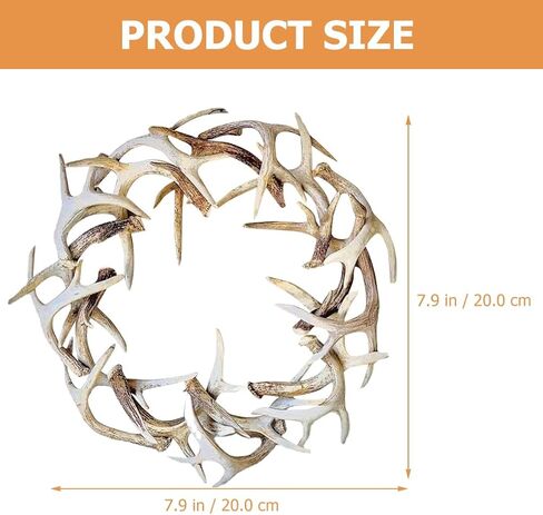 Sewroro Resin Deer Antler Garland Decoration 7.87 Inch Multi-Color Rustic Christmas Wreath for Front Door Wall Window and Party Decor Handcrafted Seasonal Hanging Ornament in Kuwait