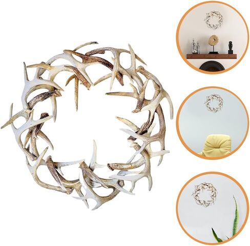 Sewroro Resin Deer Antler Garland Decoration 7.87 Inch Multi-Color Rustic Christmas Wreath for Front Door Wall Window and Party Decor Handcrafted Seasonal Hanging Ornament in Kuwait