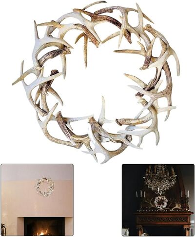 Sewroro Resin Deer Antler Garland Decoration 7.87 Inch Multi-Color Rustic Christmas Wreath for Front Door Wall Window and Party Decor Handcrafted Seasonal Hanging Ornament in Kuwait