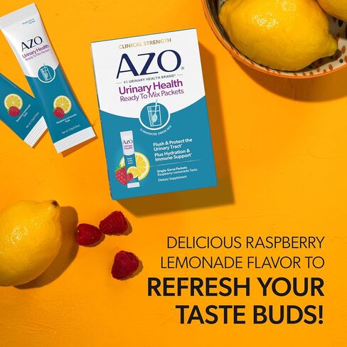 AZO® D-Mannose Urinary Health Ready to Mix Packets, Urinary Tract Health for Women, D Mannose Supplements for Women – Raspberry Lemonade Flavor, 10 Packets in Saudi Arabia