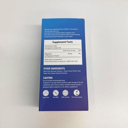 Hydrogen Water Tablets with Magnesium, 12PPM H2 Molecular Hydrogen Tablets for Drinking Water, Mineral Supplements for Focus, Energy Boost, Healthy Aging, 60 Count 2 Month Supply in Saudi Arabia
