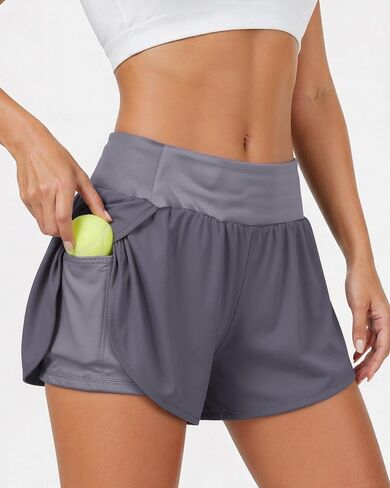 Running Shorts for Women, High Waisted Lightweight Quick Dry Athletic Shorts with Pocket in Kuwait