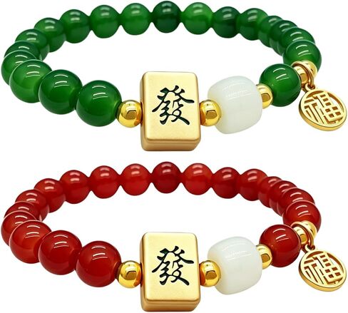 سوار ماهجونغ الصيني للنساء، مجوهرات الثروة المطرزة Fa Fortune Charm لحسن الحظ وقابلة للتمدد in Kuwait