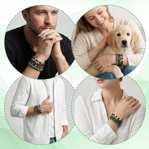 5 Pcs Beaded Bracelets, Elastic Wood Alloy Boho Stackable Handmade Beaded Bracelets, Boho Jewelry For Women Men in Kuwait