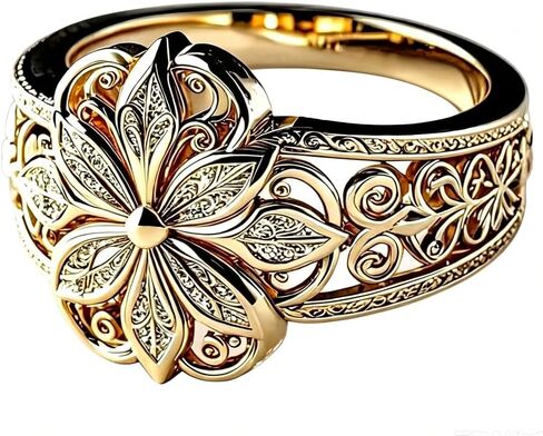Women Hollow Out Finger Ring Retro Palace Style Elegant Stackable Band Minimalist Daily Fashion Party Jewelry Gift in Kuwait