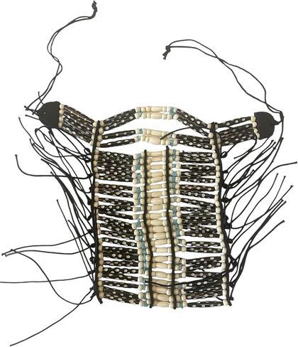 Handmade Bone Half Chest Breastplate Necklace – Tribal Native Inspired Black & White Bone Beads with Turquoise Accents, Adjustable Warrior Statement Jewelry in Saudi Arabia