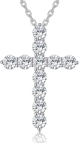 EleShow Cross Necklaces for Women, Christian Gifts for Mom Her Wife, Sterling Silver Moissanite Cross Pendant, Religious Anniversary Birthday Gifts in Saudi Arabia