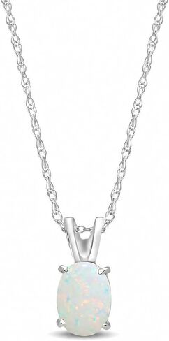 Galaxy Gold GG 14k Yellow, White, Rose Gold Oval-shaped Natural Opal Pendant Necklace in Kuwait