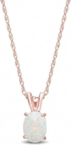 Galaxy Gold GG 14k Yellow, White, Rose Gold Oval-shaped Natural Opal Pendant Necklace in Kuwait