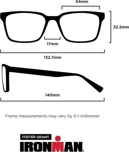 Foster Grant IRONMAN Men's Sprint Rectangular Reading Glasses, BLACK, 2x in Kuwait