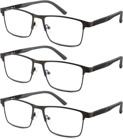 3 Pack Metal Reading glasses for Men, Blue Light Blocking Mens Readers with Comfortable Rubber Legs Spring Hinge in Saudi Arabia