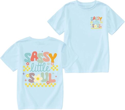 Bobeutou Flower Girl Shirt Graphic Tees Cute Preppy Shirts Kids Floral Letter Print T Shirt Funny Summer Cotton Youth Tops in Saudi Arabia