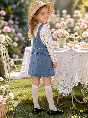 Girls Long Sleeve Polka Dot Shirt, Soft Cotton Ruched Neck Tee Top for Toddler Kids, School Fall Clothes Aged 3-7 in Saudi Arabia