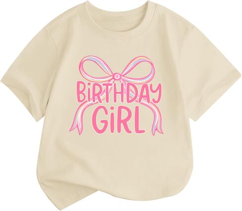 BeWithYou Birthday Girl Shirt Cute Bow Shirts 4th 5th 6th 7th 8th 9th 10th 11th 12th 13th Graphic Tee for Kids Party Tees Top in Saudi Arabia