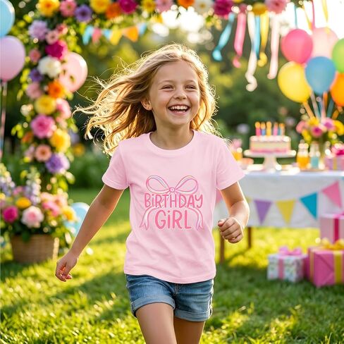 BeWithYou Birthday Girl Shirt Cute Bow Shirts 4th 5th 6th 7th 8th 9th 10th 11th 12th 13th Graphic Tee for Kids Party Tees Top in Saudi Arabia