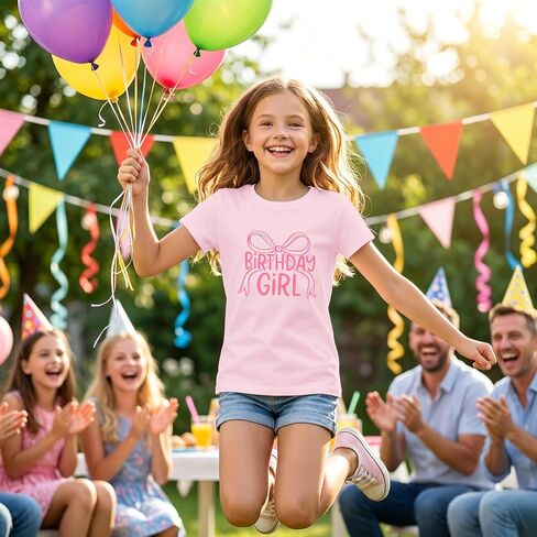 BeWithYou Birthday Girl Shirt Cute Bow Shirts 4th 5th 6th 7th 8th 9th 10th 11th 12th 13th Graphic Tee for Kids Party Tees Top in Saudi Arabia