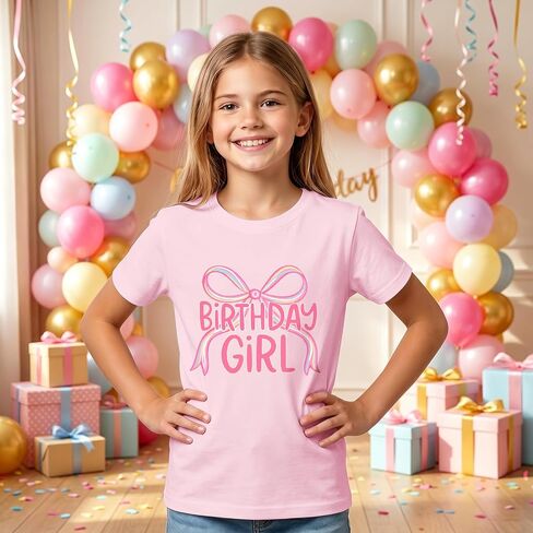 BeWithYou Birthday Girl Shirt Cute Bow Shirts 4th 5th 6th 7th 8th 9th 10th 11th 12th 13th Graphic Tee for Kids Party Tees Top in Saudi Arabia