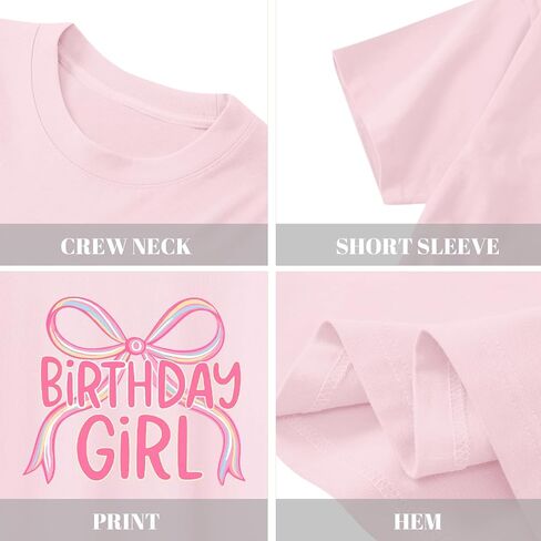BeWithYou Birthday Girl Shirt Cute Bow Shirts 4th 5th 6th 7th 8th 9th 10th 11th 12th 13th Graphic Tee for Kids Party Tees Top in Saudi Arabia