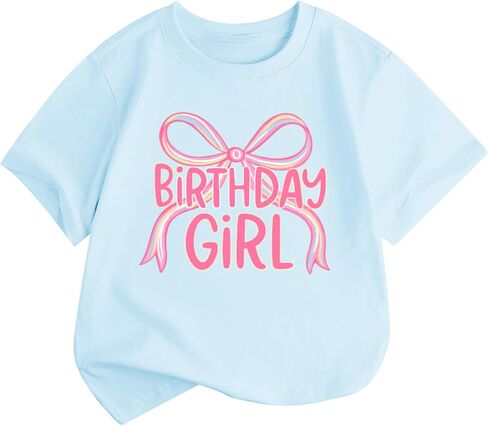 BeWithYou Birthday Girl Shirt Cute Bow Shirts 4th 5th 6th 7th 8th 9th 10th 11th 12th 13th Graphic Tee for Kids Party Tees Top in Saudi Arabia