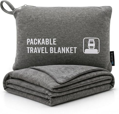 GForce Jersey Knit Travel Blanket| Packable| Fits Over Handle | Soft| Easy to Travel| Grey | Travel | Bag | Blanket | in Saudi Arabia