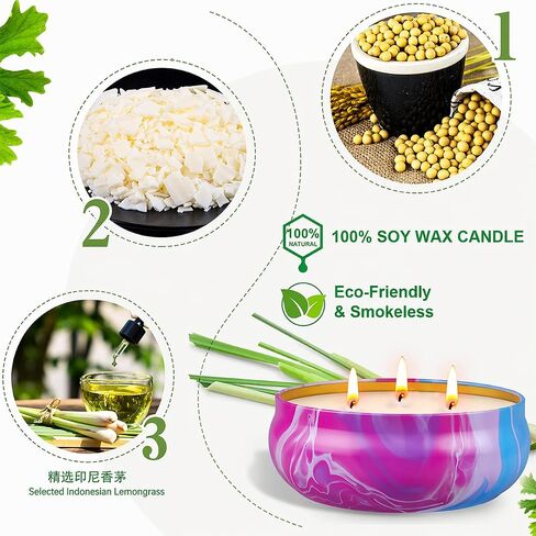 OFUN Large Citronella Candles Outdoor Decorative 55oz, Soy Wax Lemongrass Candle Set 3 Wick, Scented Jar Candle Bulk Up to 240hrs, 3 Pack Summer Camping Candles for Patio Garden Balcony in Kuwait
