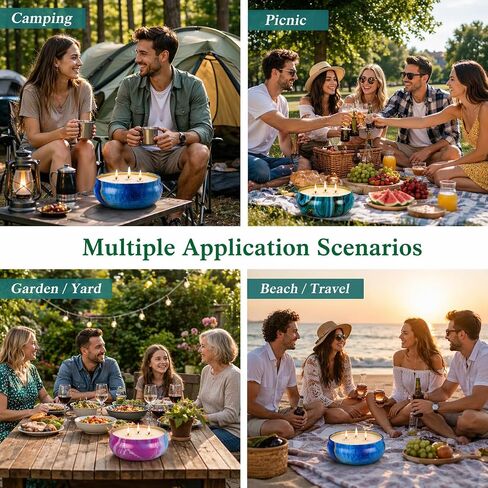 OFUN Large Citronella Candles Outdoor Decorative 55oz, Soy Wax Lemongrass Candle Set 3 Wick, Scented Jar Candle Bulk Up to 240hrs, 3 Pack Summer Camping Candles for Patio Garden Balcony in Kuwait