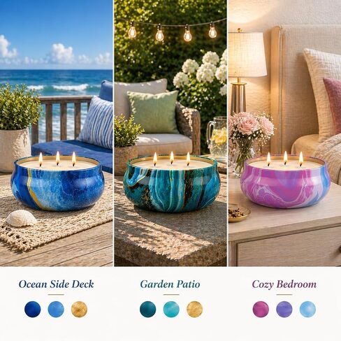 OFUN Large Citronella Candles Outdoor Decorative 55oz, Soy Wax Lemongrass Candle Set 3 Wick, Scented Jar Candle Bulk Up to 240hrs, 3 Pack Summer Camping Candles for Patio Garden Balcony in Kuwait