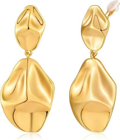 Clip-On Earrings for Women Non-Pierced, 14K Gold Plated Vintage Boho Statement Earrings Floral Trendy Aesthetic Jewelry in Saudi Arabia