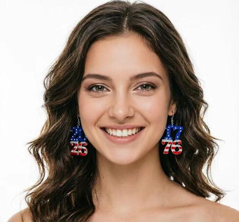 250th Independence Day Earrings for Women, 3 Pairs 1776 2026 Asymmetric Patriotic Earrings, 4th of July Gifts for Friends Family Coworkers, USA Patriotic Accessories for Holiday Party in Kuwait