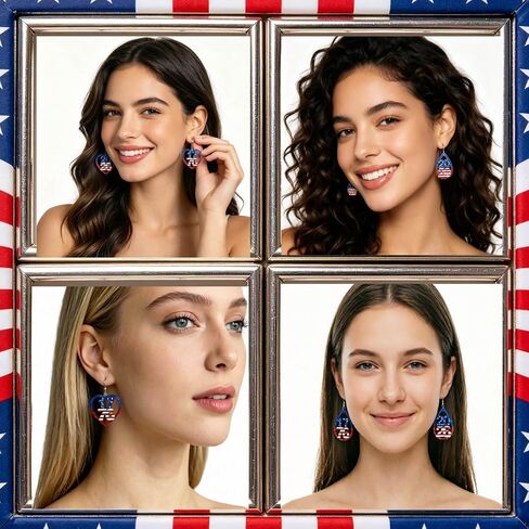 250th Independence Day Earrings for Women, 3 Pairs 1776 2026 Asymmetric Patriotic Earrings, 4th of July Gifts for Friends Family Coworkers, USA Patriotic Accessories for Holiday Party in Kuwait