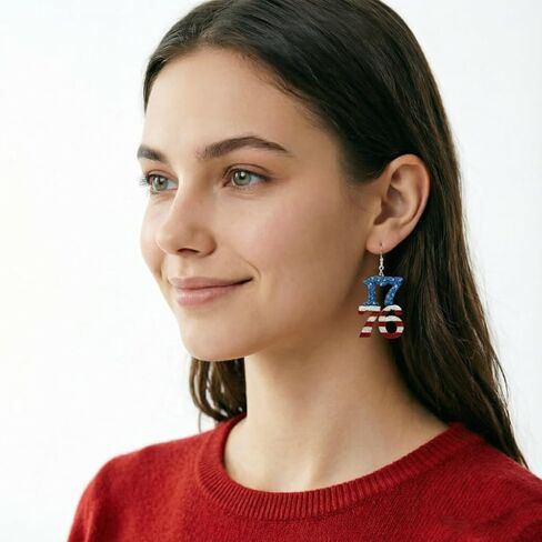 250th Independence Day Earrings for Women, 3 Pairs 1776 2026 Asymmetric Patriotic Earrings, 4th of July Gifts for Friends Family Coworkers, USA Patriotic Accessories for Holiday Party in Kuwait