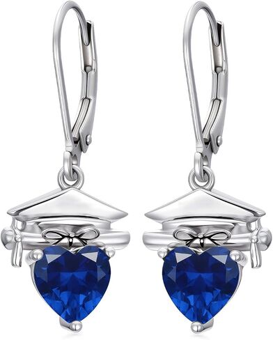 Graduation Cap Earrings 925 Sterling Silver Graduation Birthstone Dangle Earrings Class Earring College High School Jewelry for Women in Saudi Arabia