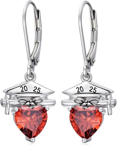 Graduation Cap Earrings 925 Sterling Silver Graduation Birthstone Dangle Earrings Class Earring College High School Jewelry for Women in Saudi Arabia