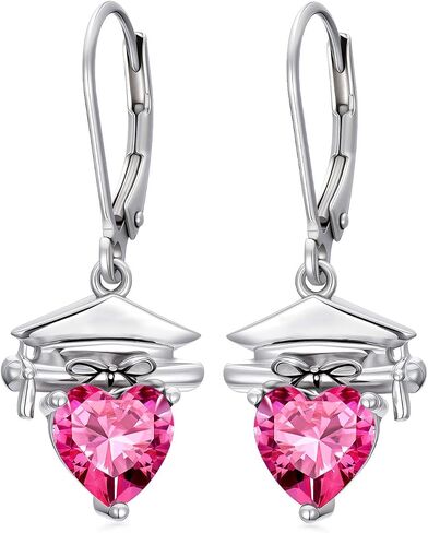 Graduation Cap Earrings 925 Sterling Silver Graduation Birthstone Dangle Earrings Class Earring College High School Jewelry for Women in Saudi Arabia