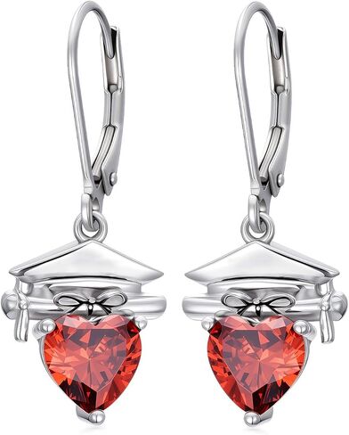 Graduation Cap Earrings 925 Sterling Silver Graduation Birthstone Dangle Earrings Class Earring College High School Jewelry for Women in Saudi Arabia