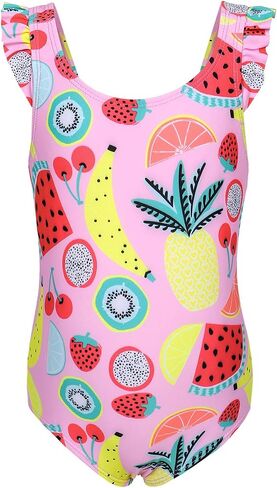 Girls Summer Tank One-Piece Swimsuit, Toddler Fruit Print Cute Bathing Suit for Swimming in Kuwait
