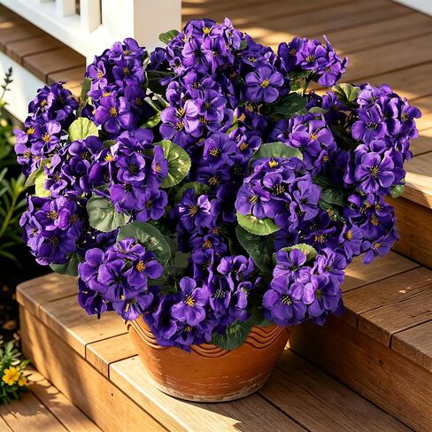 Artificial Flowers for Outdoors, 6 Bundles Realistic Faux Silk Red Geraniums Flowers UV Resistant No Fade Fake Plants for Outside Planter Christmas Front Porch Garden Patio Balcony Yard Decor in Saudi Arabia