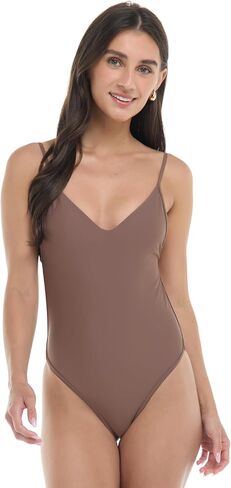 Body Glove Women's Claire One-piece Swimsuit – V-Neck, Ruched Back, Adjustable Tie, Cheeky Coverage in Kuwait