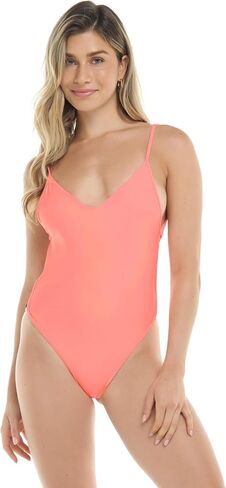 Body Glove Women's Claire One-piece Swimsuit – V-Neck, Ruched Back, Adjustable Tie, Cheeky Coverage in Kuwait