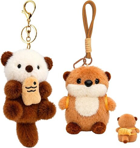 2Pcs Otter Plush, Cute Bag Charms for Women Teens Animal Lovers, Suitable for handbags, wallets, backpacks and car keys in Saudi Arabia