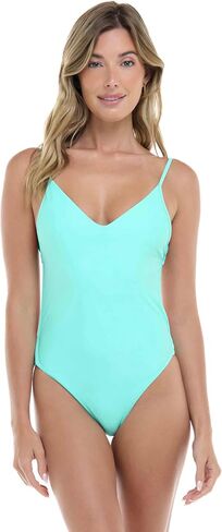 Body Glove Women's Claire One-piece Swimsuit – V-Neck, Ruched Back, Adjustable Tie, Cheeky Coverage in Kuwait