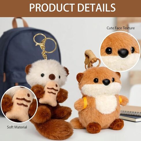 2Pcs Otter Plush, Cute Bag Charms for Women Teens Animal Lovers, Suitable for handbags, wallets, backpacks and car keys in Saudi Arabia